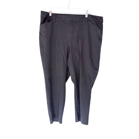 Old Navy Gray Striped Office High-Rise Straight Leg Pixie Dress Pants Size 20 - Picture 1 of 11